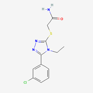 molecular formula C12H13ClN4OS B4423265 2-{[5-(3-chlorophenyl)-4-ethyl-4H-1,2,4-triazol-3-yl]sulfanyl}acetamide 