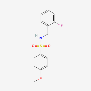 molecular formula C14H14FNO3S B4423328 N-[(2-FLUOROPHENYL)METHYL]-4-METHOXYBENZENE-1-SULFONAMIDE 