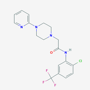 molecular formula C18H18ClF3N4O B4423378 N-[2-chloro-5-(trifluoromethyl)phenyl]-2-(4-pyridin-2-ylpiperazin-1-yl)acetamide 