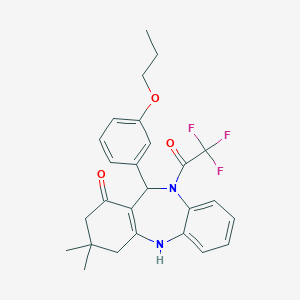9,9-Dimethyl-6-(3-propoxyphenyl)-5-(2,2,2-trifluoroacetyl)-6,8,10,11-tetrahydrobenzo[b][1,4]benzodiazepin-7-one
