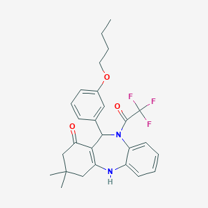 6-(3-Butoxyphenyl)-9,9-dimethyl-5-(2,2,2-trifluoroacetyl)-6,8,10,11-tetrahydrobenzo[b][1,4]benzodiazepin-7-one