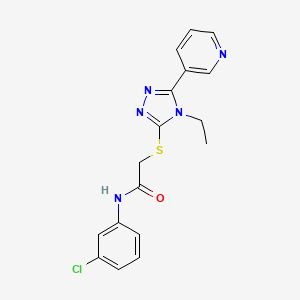 molecular formula C17H16ClN5OS B4423632 N-(3-chlorophenyl)-2-{[4-ethyl-5-(pyridin-3-yl)-4H-1,2,4-triazol-3-yl]sulfanyl}acetamide CAS No. 333331-29-6