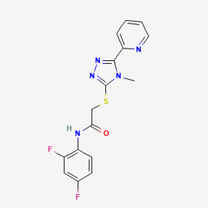 molecular formula C16H13F2N5OS B4423635 N-(2,4-difluorophenyl)-2-{[4-methyl-5-(pyridin-2-yl)-4H-1,2,4-triazol-3-yl]sulfanyl}acetamide 