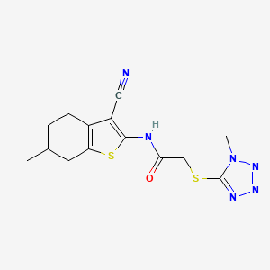 molecular formula C14H16N6OS2 B4423732 N-(3-cyano-6-methyl-4,5,6,7-tetrahydro-1-benzothiophen-2-yl)-2-[(1-methyl-1H-tetrazol-5-yl)sulfanyl]acetamide 