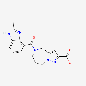 molecular formula C18H19N5O3 B4423807 methyl 5-[(2-methyl-1H-benzimidazol-4-yl)carbonyl]-5,6,7,8-tetrahydro-4H-pyrazolo[1,5-a][1,4]diazepine-2-carboxylate 