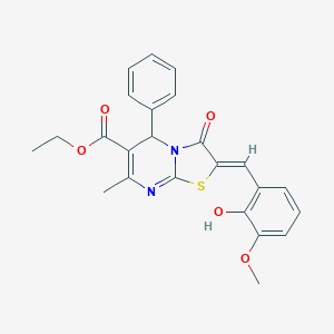 ethyl 2-(2-hydroxy-3-methoxybenzylidene)-7-methyl-3-oxo-5-phenyl-2,3-dihydro-5H-[1,3]thiazolo[3,2-a]pyrimidine-6-carboxylate