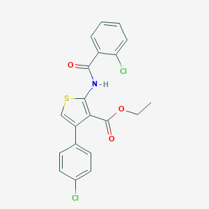 molecular formula C20H15Cl2NO3S B442408 Ethyl 2-[(2-chlorobenzoyl)amino]-4-(4-chlorophenyl)-3-thiophenecarboxylate 