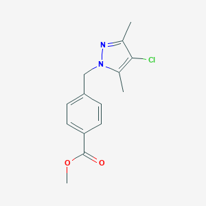 molecular formula C14H15ClN2O2 B442411 Methyl 4-[(4-chloro-3,5-dimethyl-1H-pyrazol-1-yl)methyl]benzoate CAS No. 955971-17-2