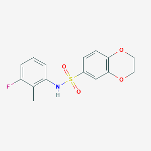 molecular formula C15H14FNO4S B4424136 N-(3-fluoro-2-methylphenyl)-2,3-dihydro-1,4-benzodioxine-6-sulfonamide 
