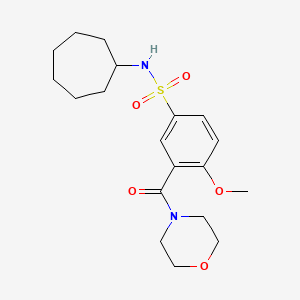 molecular formula C19H28N2O5S B4424141 N-cycloheptyl-4-methoxy-3-(4-morpholinylcarbonyl)benzenesulfonamide 
