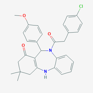 5-[2-(4-Chlorophenyl)acetyl]-6-(4-methoxyphenyl)-9,9-dimethyl-6,8,10,11-tetrahydrobenzo[b][1,4]benzodiazepin-7-one