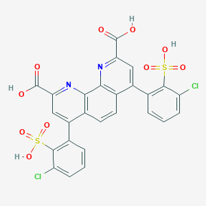 molecular formula C26H14Cl2N2O10S2 B044243 4,7-Bis(chlorosulfophenyl)-1,10-phenanthroline-2,9-dicarboxylic acid CAS No. 112076-76-3