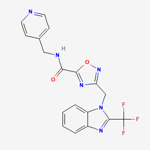 molecular formula C18H13F3N6O2 B4424308 N-[(PYRIDIN-4-YL)METHYL]-3-{[2-(TRIFLUOROMETHYL)-1H-1,3-BENZODIAZOL-1-YL]METHYL}-1,2,4-OXADIAZOLE-5-CARBOXAMIDE 