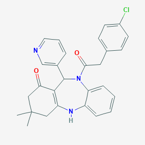 5-[2-(4-Chlorophenyl)acetyl]-9,9-dimethyl-6-pyridin-3-yl-6,8,10,11-tetrahydrobenzo[b][1,4]benzodiazepin-7-one