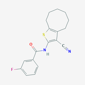 molecular formula C18H17FN2OS B442437 N-(3-cyano-4,5,6,7,8,9-hexahydrocycloocta[b]thiophen-2-yl)-3-fluorobenzamide 