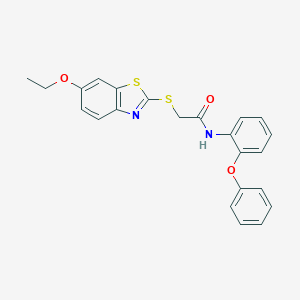 molecular formula C23H20N2O3S2 B442440 2-[(6-ethoxy-1,3-benzothiazol-2-yl)sulfanyl]-N-(2-phenoxyphenyl)acetamide CAS No. 312621-52-6
