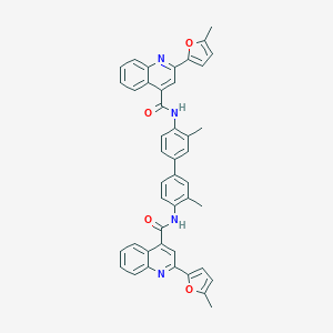 molecular formula C44H34N4O4 B442445 N-[3,3'-dimethyl-4'-({[2-(5-methyl-2-furyl)-4-quinolinyl]carbonyl}amino)[1,1'-biphenyl]-4-yl]-2-(5-methyl-2-furyl)-4-quinolinecarboxamide 