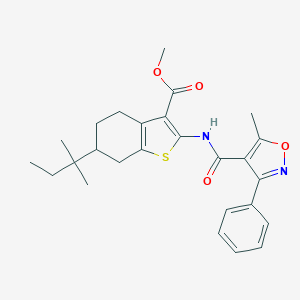molecular formula C26H30N2O4S B442463 Methyl 2-{[(5-methyl-3-phenyl-4-isoxazolyl)carbonyl]amino}-6-tert-pentyl-4,5,6,7-tetrahydro-1-benzothiophene-3-carboxylate 