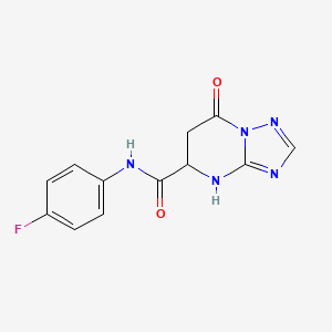 molecular formula C12H10FN5O2 B4424707 N-(4-fluorophenyl)-7-oxo-4,5,6,7-tetrahydro[1,2,4]triazolo[1,5-a]pyrimidine-5-carboxamide 