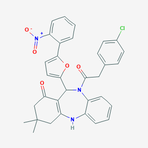 10-[(4-chlorophenyl)acetyl]-11-(5-{2-nitrophenyl}-2-furyl)-3,3-dimethyl-2,3,4,5,10,11-hexahydro-1H-dibenzo[b,e][1,4]diazepin-1-one