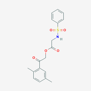 molecular formula C18H19NO5S B442474 2-(2,5-Dimethylphenyl)-2-oxoethyl [(phenylsulfonyl)amino]acetate 