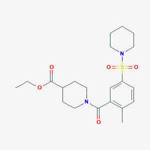 molecular formula C21H30N2O5S B4424829 ethyl 1-[2-methyl-5-(1-piperidinylsulfonyl)benzoyl]-4-piperidinecarboxylate 