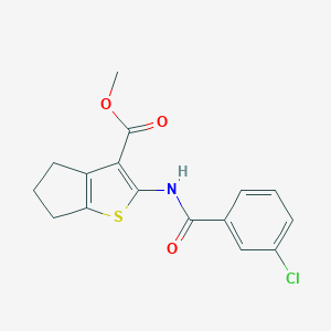 molecular formula C16H14ClNO3S B442491 methyl 2-[(3-chlorobenzoyl)amino]-5,6-dihydro-4H-cyclopenta[b]thiophene-3-carboxylate 