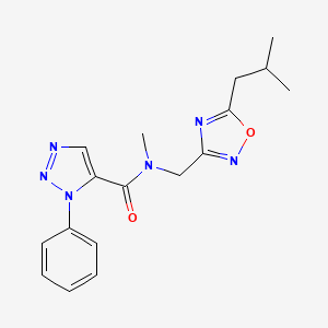 molecular formula C17H20N6O2 B4424911 N-[(5-isobutyl-1,2,4-oxadiazol-3-yl)methyl]-N-methyl-1-phenyl-1H-1,2,3-triazole-5-carboxamide 