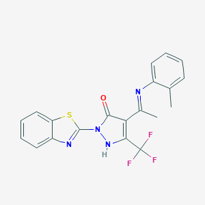 2-(1,3-Benzothiazol-2-yl)-4-[C-methyl-N-(2-methylphenyl)carbonimidoyl]-5-(trifluoromethyl)-1H-pyrazol-3-one
