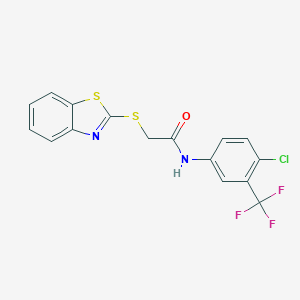 molecular formula C16H10ClF3N2OS2 B442493 2-(1,3-benzothiazol-2-ylsulfanyl)-N-[4-chloro-3-(trifluoromethyl)phenyl]acetamide 