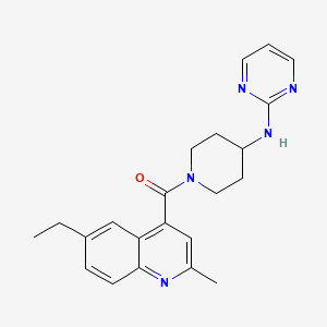 molecular formula C22H25N5O B4424947 N-{1-[(6-ethyl-2-methylquinolin-4-yl)carbonyl]piperidin-4-yl}pyrimidin-2-amine 