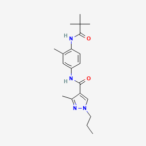 molecular formula C20H28N4O2 B4424979 N-{4-[(2,2-dimethylpropanoyl)amino]-3-methylphenyl}-3-methyl-1-propyl-1H-pyrazole-4-carboxamide 