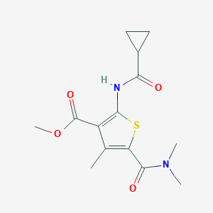 molecular formula C14H18N2O4S B442498 methyl 2-[(cyclopropylcarbonyl)amino]-5-[(dimethylamino)carbonyl]-4-methyl-3-thiophenecarboxylate 