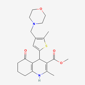 molecular formula C22H28N2O4S B4424986 METHYL 2-METHYL-4-[5-METHYL-4-(MORPHOLINOMETHYL)-2-THIENYL]-5-OXO-1,4,5,6,7,8-HEXAHYDRO-3-QUINOLINECARBOXYLATE 