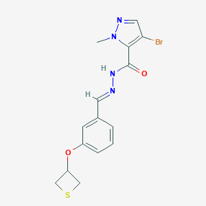 molecular formula C15H15BrN4O2S B442501 4-bromo-1-methyl-N'-[3-(3-thietanyloxy)benzylidene]-1H-pyrazole-5-carbohydrazide 