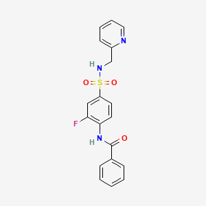 molecular formula C19H16FN3O3S B4425042 N-[2-fluoro-4-(pyridin-2-ylmethylsulfamoyl)phenyl]benzamide 