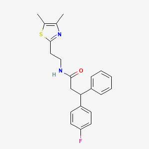 molecular formula C22H23FN2OS B4425103 N-[2-(4,5-dimethyl-1,3-thiazol-2-yl)ethyl]-3-(4-fluorophenyl)-3-phenylpropanamide 