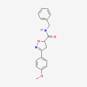 molecular formula C18H18N2O3 B4425120 N-benzyl-3-(4-methoxyphenyl)-4,5-dihydro-1,2-oxazole-5-carboxamide 