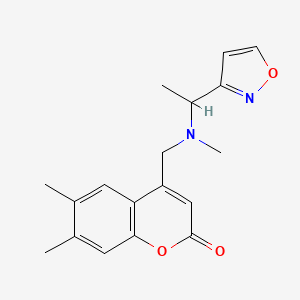 molecular formula C18H20N2O3 B4425161 4-{[(1-isoxazol-3-ylethyl)(methyl)amino]methyl}-6,7-dimethyl-2H-chromen-2-one 