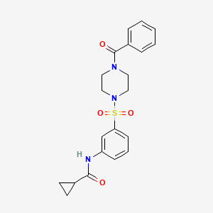 molecular formula C21H23N3O4S B4425219 N-{3-[(4-benzoylpiperazin-1-yl)sulfonyl]phenyl}cyclopropanecarboxamide 