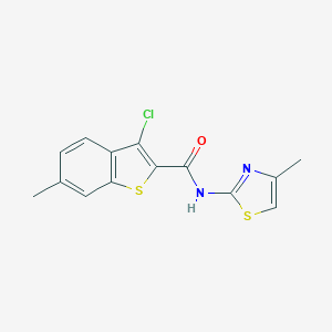 molecular formula C14H11ClN2OS2 B442525 3-chloro-6-methyl-N-(4-methyl-1,3-thiazol-2-yl)-1-benzothiophene-2-carboxamide 