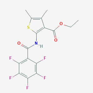 molecular formula C16H12F5NO3S B442527 Ethyl 4,5-dimethyl-2-{[(pentafluorophenyl)carbonyl]amino}thiophene-3-carboxylate 