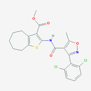 molecular formula C22H20Cl2N2O4S B442529 methyl 2-({[3-(2,6-dichlorophenyl)-5-methyl-4-isoxazolyl]carbonyl}amino)-5,6,7,8-tetrahydro-4H-cyclohepta[b]thiophene-3-carboxylate 