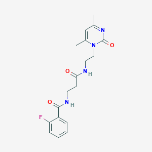 molecular formula C18H21FN4O3 B4425351 N-(3-{[2-(4,6-dimethyl-2-oxopyrimidin-1(2H)-yl)ethyl]amino}-3-oxopropyl)-2-fluorobenzamide 