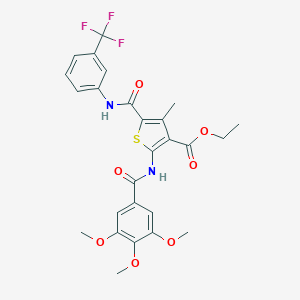 molecular formula C26H25F3N2O7S B442545 Ethyl 4-methyl-5-{[3-(trifluoromethyl)anilino]carbonyl}-2-[(3,4,5-trimethoxybenzoyl)amino]-3-thiophenecarboxylate 