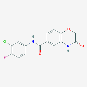 molecular formula C15H10ClFN2O3 B4425485 N-(3-chloro-4-fluorophenyl)-3-oxo-3,4-dihydro-2H-1,4-benzoxazine-6-carboxamide 