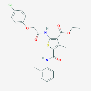 molecular formula C24H23ClN2O5S B442551 Ethyl 2-{[(4-chlorophenoxy)acetyl]amino}-4-methyl-5-(2-toluidinocarbonyl)-3-thiophenecarboxylate 