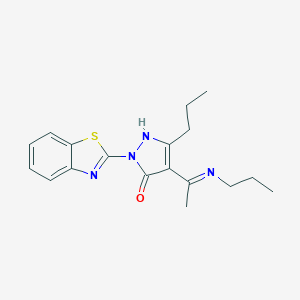 molecular formula C18H22N4OS B442557 (4E)-2-(1,3-benzothiazol-2-yl)-5-propyl-4-[1-(propylamino)ethylidene]-2,4-dihydro-3H-pyrazol-3-one CAS No. 351162-63-5