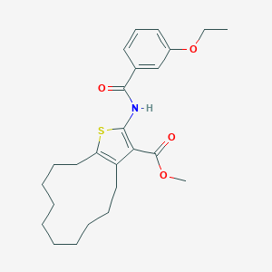 molecular formula C25H33NO4S B442582 Methyl 2-[(3-ethoxybenzoyl)amino]-4,5,6,7,8,9,10,11,12,13-decahydrocyclododeca[b]thiophene-3-carboxylate 