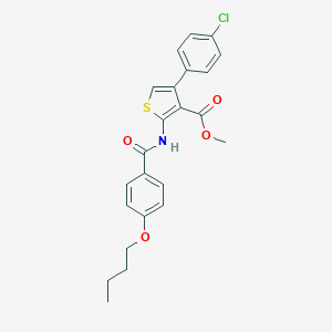 molecular formula C23H22ClNO4S B442589 Methyl 2-[(4-butoxybenzoyl)amino]-4-(4-chlorophenyl)-3-thiophenecarboxylate 